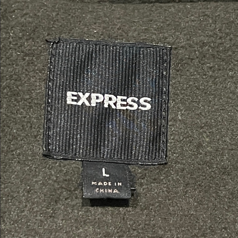 Express Zip Up Moto Jacket with Leopard Print Lining and Silver Accents, size L - Picture 11 of 13